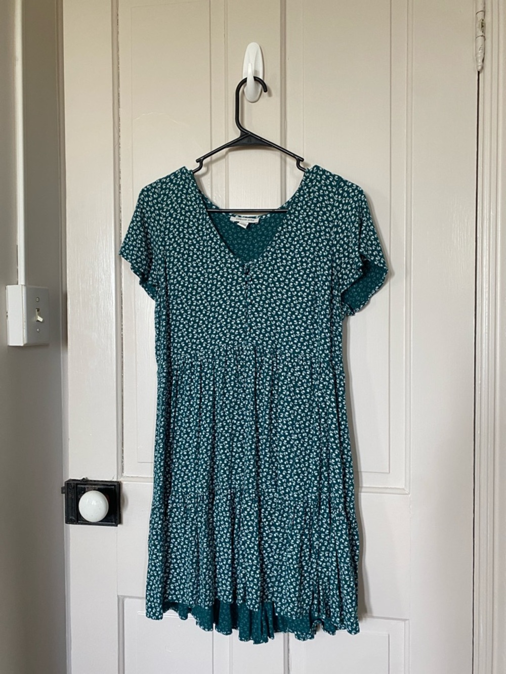 American Eagle Outfitters Teal Mini Dress with White Ditsy Floral